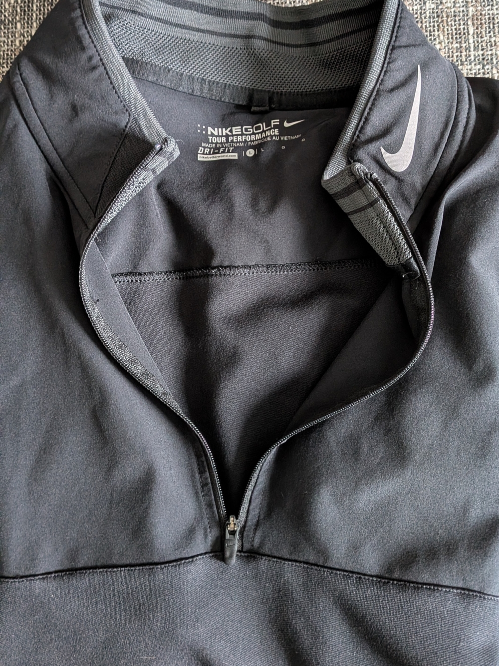 Nike Golf Dri-FIT Black Quarter Zip Vest Men’s Large Tour Performance